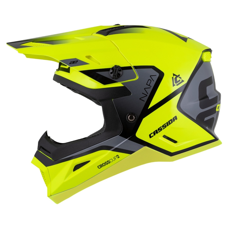 Casca Motocross Copii Cassida Cross Cup 2 Napa Galben Fluo-Negru-Grey Pearl