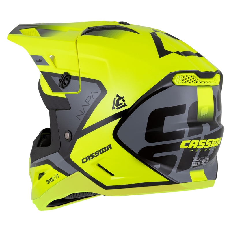 Casca Motocross Copii Cassida Cross Cup 2 Napa Galben Fluo-Negru-Grey Pearl