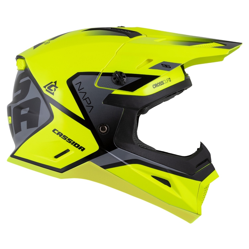 Casca Motocross Copii Cassida Cross Cup 2 Napa Galben Fluo-Negru-Grey Pearl