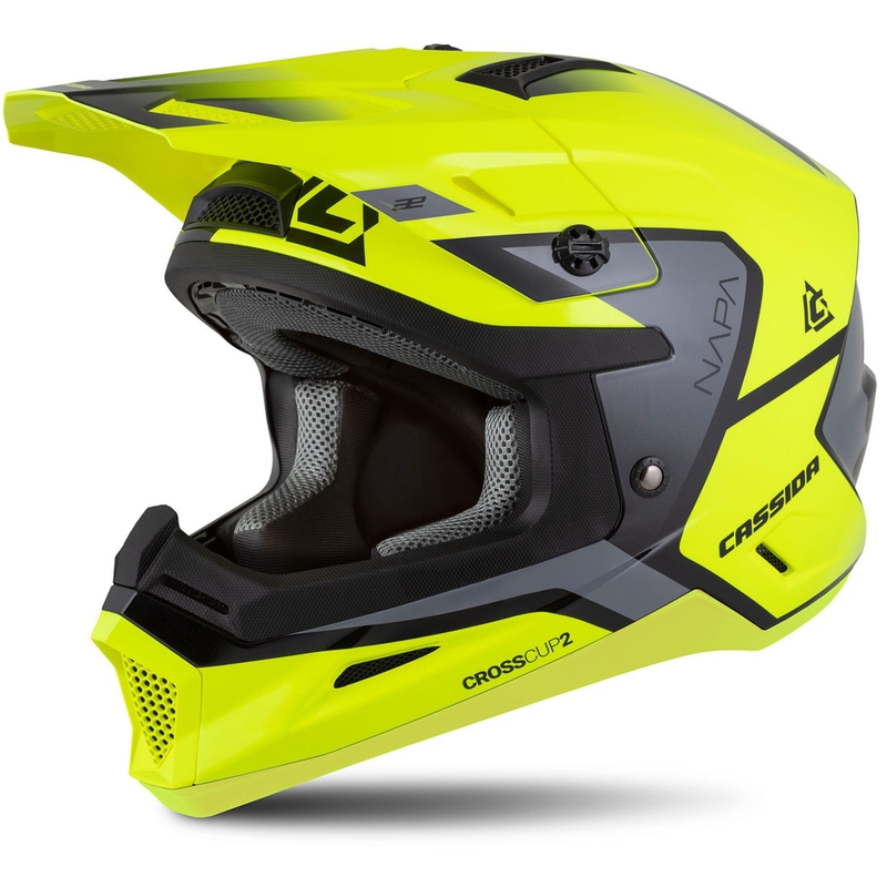 Casca Motocross Copii Cassida Cross Cup 2 Napa Galben Fluo-Negru-Grey Pearl