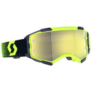 Ochelari de protecție de motocross SCOTT Fury CH verde-galben fluo cu plexiglas oglindă