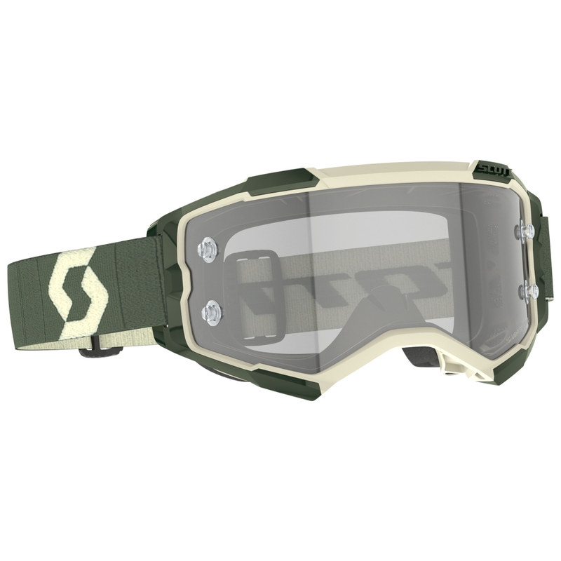 Ochelari de protecție SCOTT Fury LS de motocross kaki cu plexiglas gri