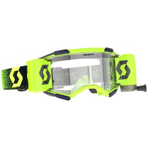 Ochelari de motocross SCOTT Fury WFS verde-galben fluo cu plexiglas transparent