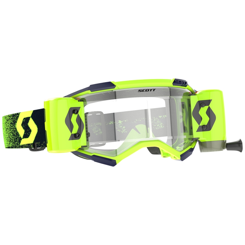 Ochelari de motocross SCOTT Fury WFS verde-galben fluo cu plexiglas transparent