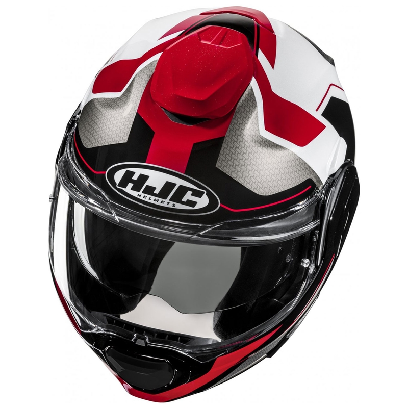 Cască de motocicletă rabatabilă HJC F100 Bios MC1 gri-negru-roșu