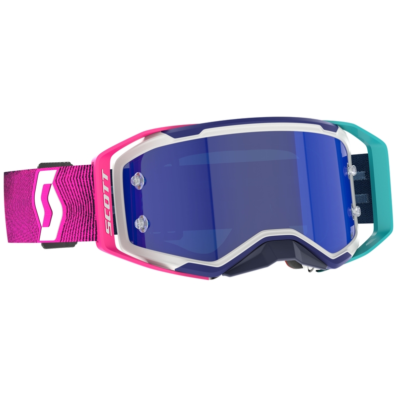 Ochelari de protecție SCOTT Prospect 2.0 AMP de motocross albastru-roz cu plexiglas albastru cu oglindă