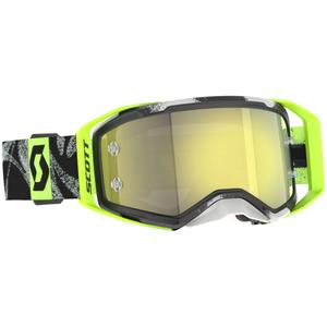 Ochelari de protecție SCOTT Prospect 2.0 de motocross negru-galben fluo cu sticlă oglindă galbenă