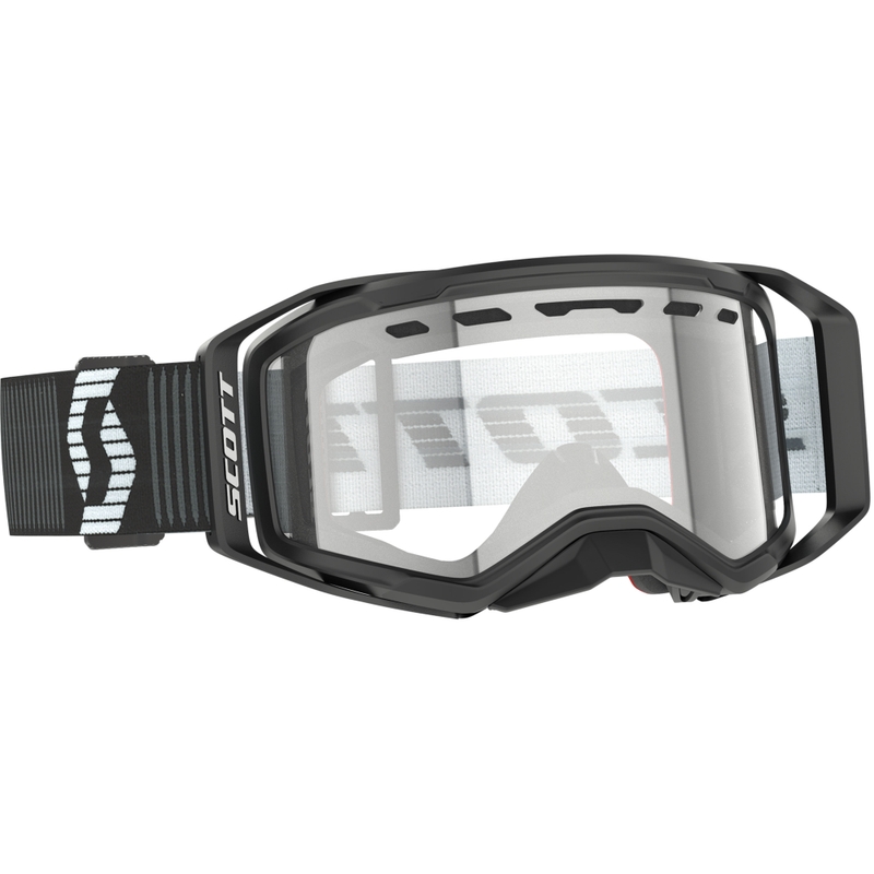 Ochelari de protecție SCOTT Prospect 2.0 Enduro de motocross alb-negru cu plexiglas transparent