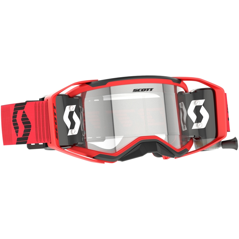 Ochelari de motocross SCOTT Prospect 2.0 WFS roșu-negru cu plexiglas transparent