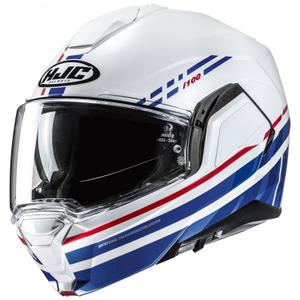 Casca de motocicleta rabatabila HJC i100 Sysma MC21 alb-albastru