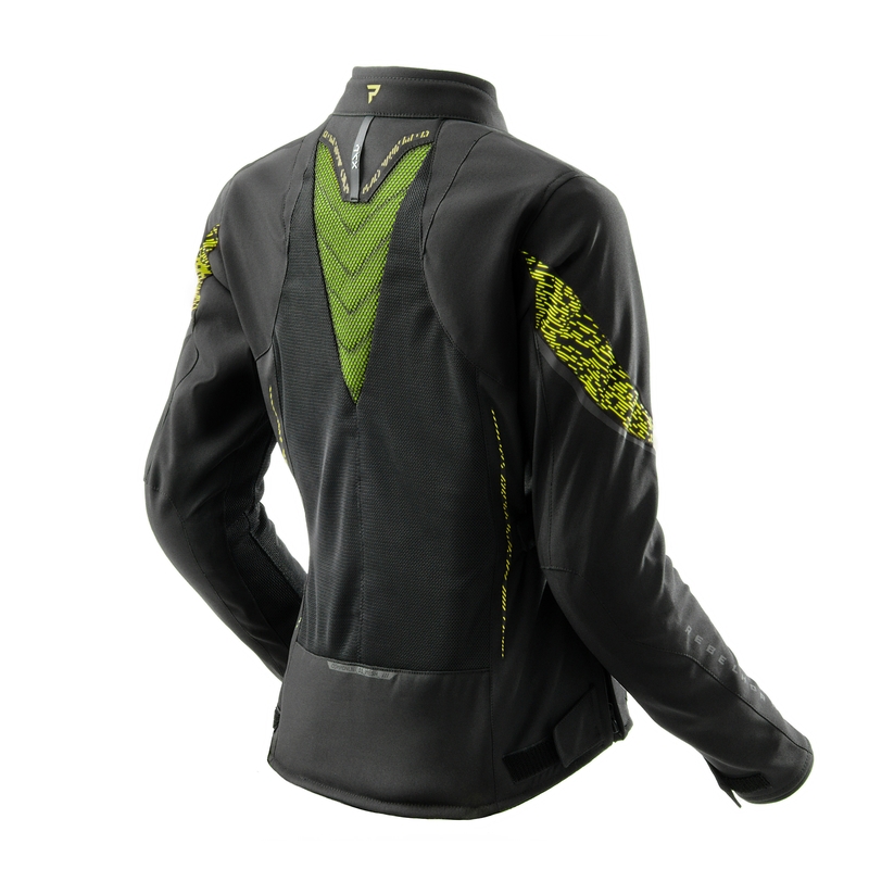 Geaca moto dama Rebelhorn Jax negru-galben fluo