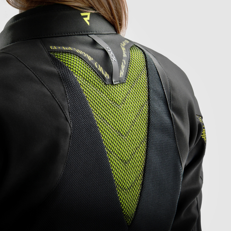 Geaca moto dama Rebelhorn Jax negru-galben fluo