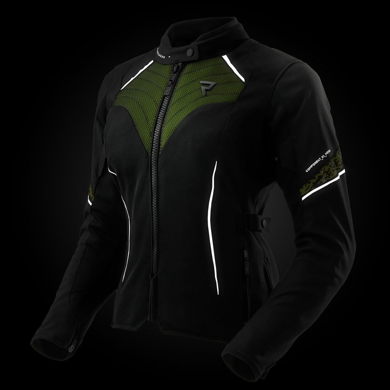 Geaca moto dama Rebelhorn Jax negru-galben fluo