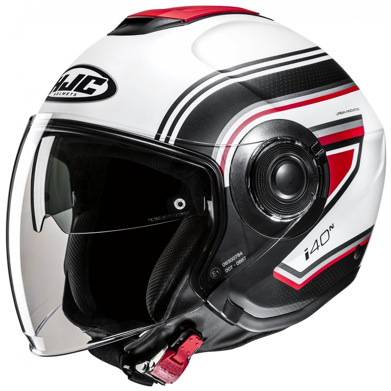 Casca moto deschisa HJC i40N Linia MC1SF rosu-negru-alb