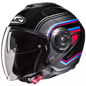 Casca moto deschisa HJC i40N Linia MC21 negru-gri-rosu