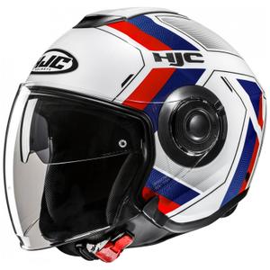 Casca moto deschisa HJC i40N Velu MC21 alb-albastru-rosu