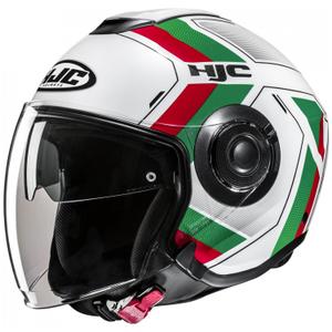 Casca moto deschisa HJC i40N Velu MC41 alb-verde-rosu