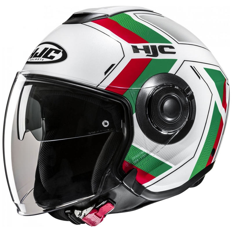Casca moto deschisa HJC i40N Velu MC41 alb-verde-rosu