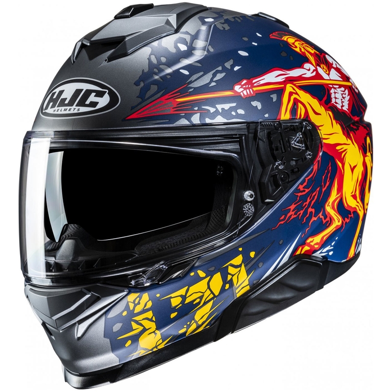 Casca moto integrala HJC i71 Taurus MC1SF albastru-gri-galben