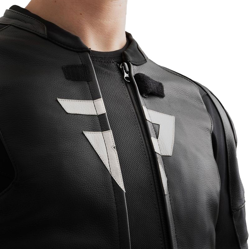 Geacă piele moto Rebelhorn Veloce negru-gri-galben fluo