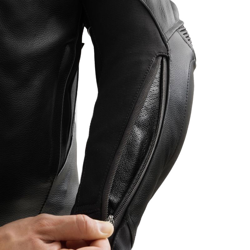 Geacă piele moto Rebelhorn Veloce negru-gri-galben fluo