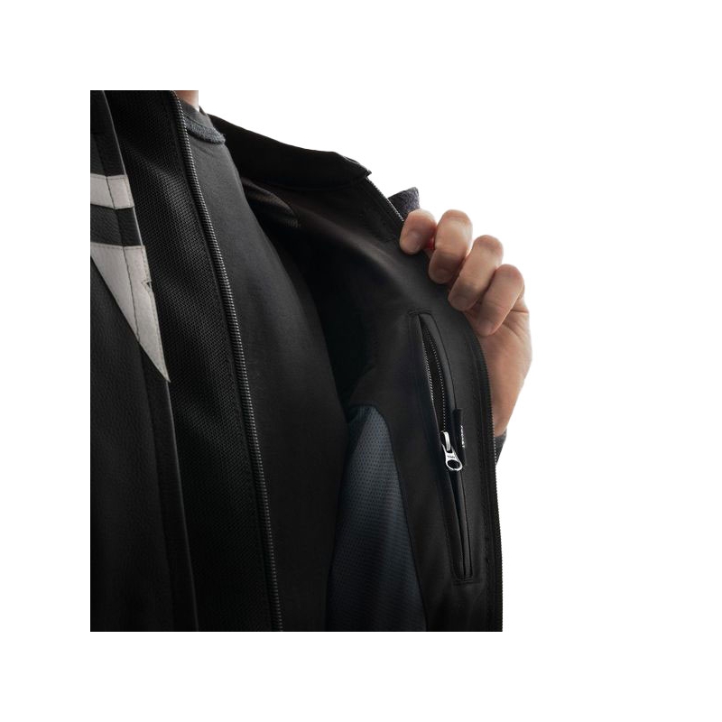 Geacă piele moto Rebelhorn Veloce negru-gri-galben fluo