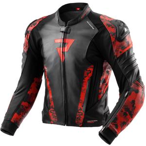 Geacă piele moto Rebelhorn Veloce negru-roșu camo
