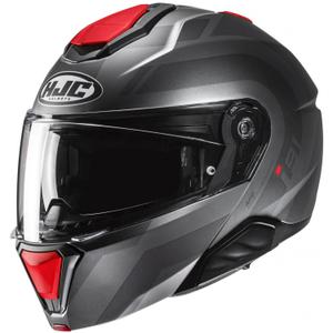 Cască de motocicletă rabatabilă HJC i91 Arven MC1SF gri-negru-roșu