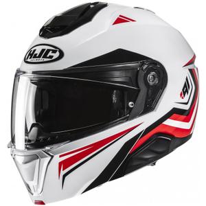 Cască de motocicletă rabatabilă HJC i91 Tricus MC1 alb-negru-roșu