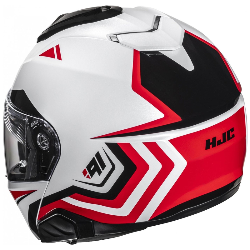 Cască de motocicletă rabatabilă HJC i91 Tricus MC1 alb-negru-roșu