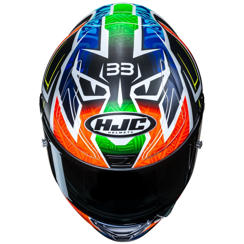 Cască integrală pentru motocicletă HJC RPHA 1 Binder Replica MC27SF negru-portocaliu-albastru