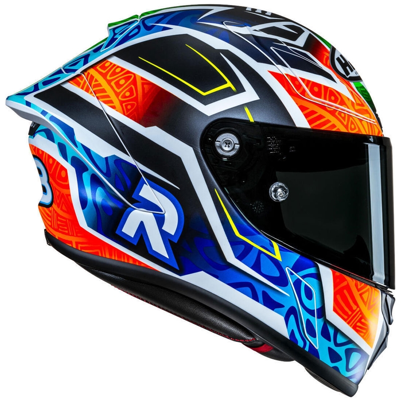 Cască integrală pentru motocicletă HJC RPHA 1 Binder Replica MC27SF negru-portocaliu-albastru