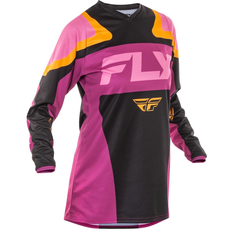 Tricou motocross damă FLY Racing F-16 negru-galben