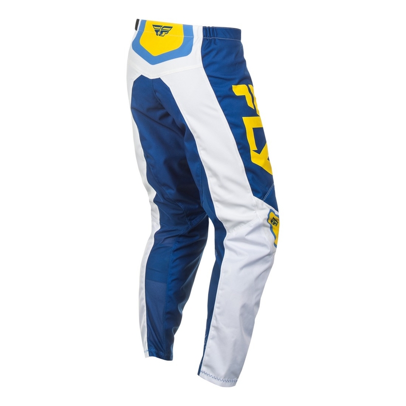 Pantaloni motocross FLY Racing F-16 alb-albastru-galben