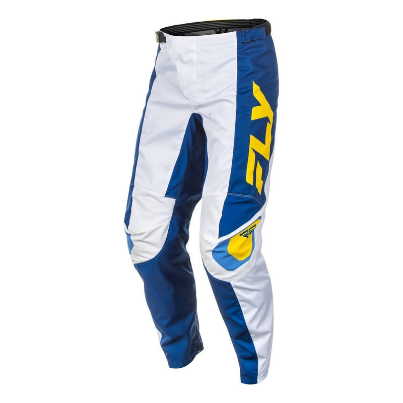 Pantaloni motocross FLY Racing F-16 alb-albastru-galben
