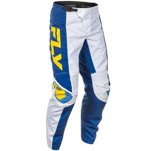 Pantaloni motocross FLY Racing F-16 alb-albastru-galben
