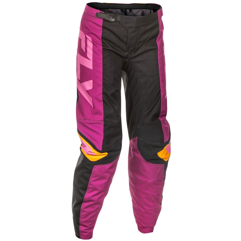 Pantaloni motocross dama FLY Racing F-16 negru-galben