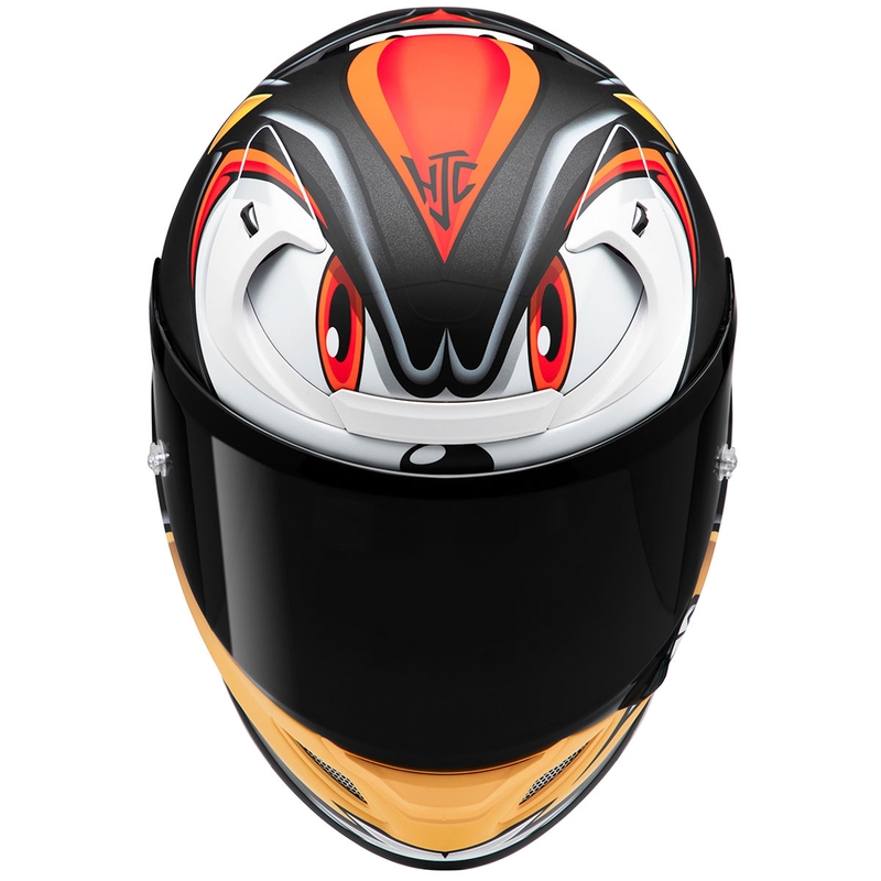 Cască moto integrală HJC RPHA 12 Shadow The Hedgehog MC1SF Negru-Roșu-Portocaliu lichidare