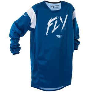 Tricou motocross copii FLY Racing Kinetic Stoke albastru-alb