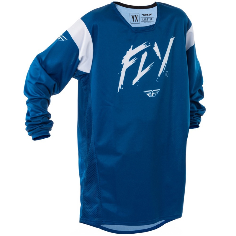 Tricou motocross copii FLY Racing Kinetic Stoke albastru-alb