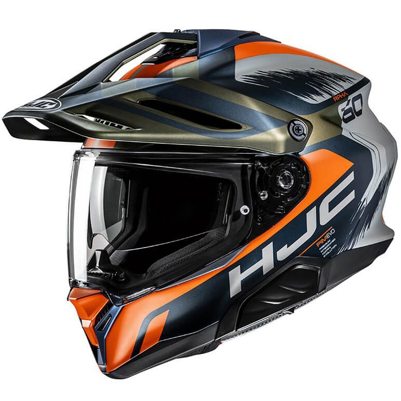 Casca moto enduro HJC RPHA 60 Quid MC47SF albastru-gri-portocaliu