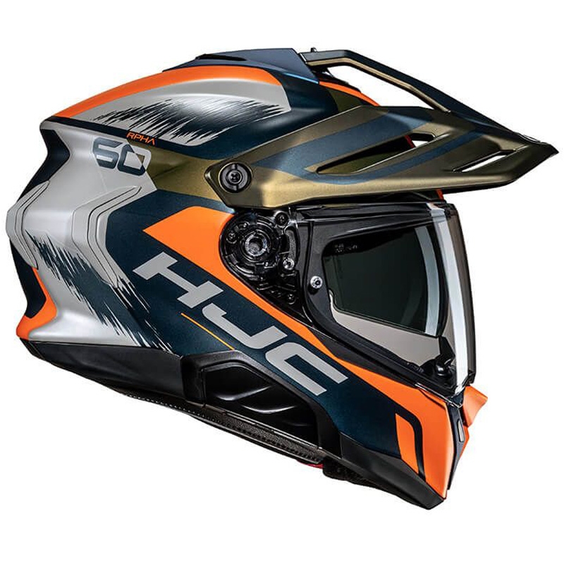 Casca moto enduro HJC RPHA 60 Quid MC47SF albastru-gri-portocaliu