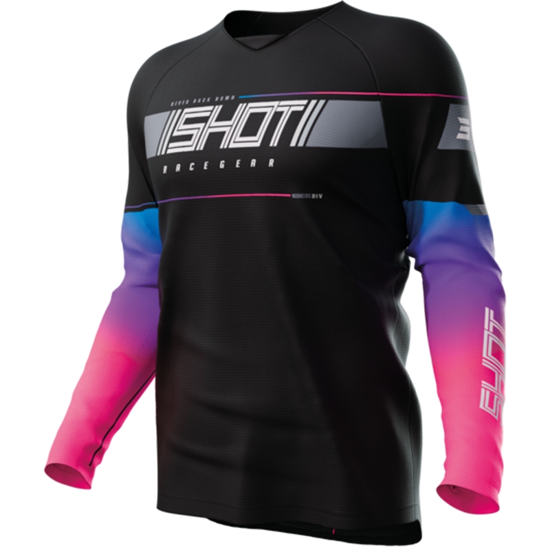 Tricou motocross pentru copii Shot Indy negru lichidare