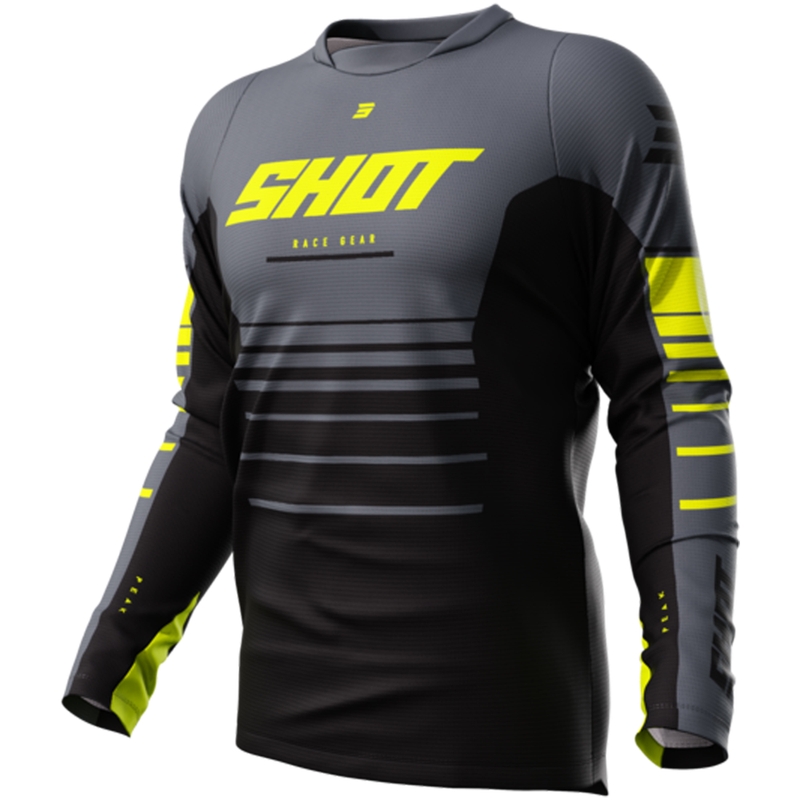 Tricou motocross Shot Devo Peak galben fluo lichidare