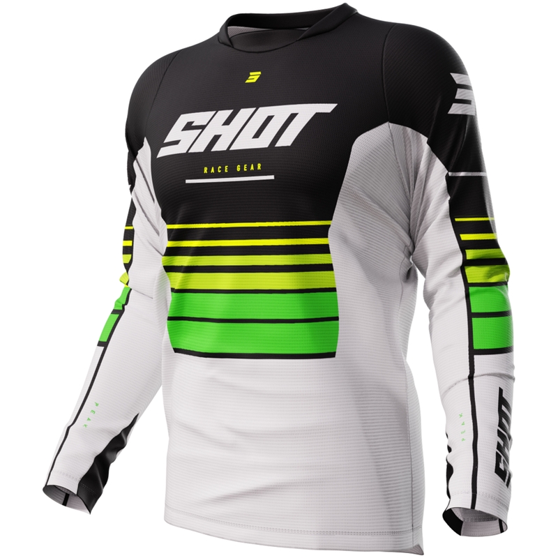 Tricou motocross Shot Devo Peak verde lichidare