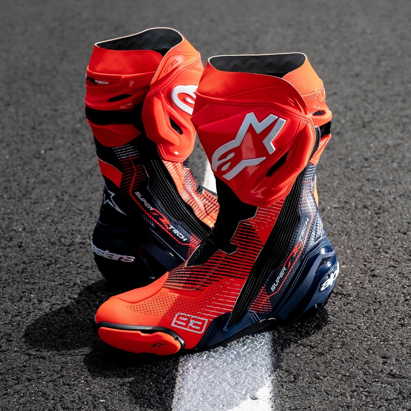 Ghete de motocicletă Alpinestars Supertech R Vented Limited Edition MM93 Marc Marquez Roșu-Albastru-Negru Fluo