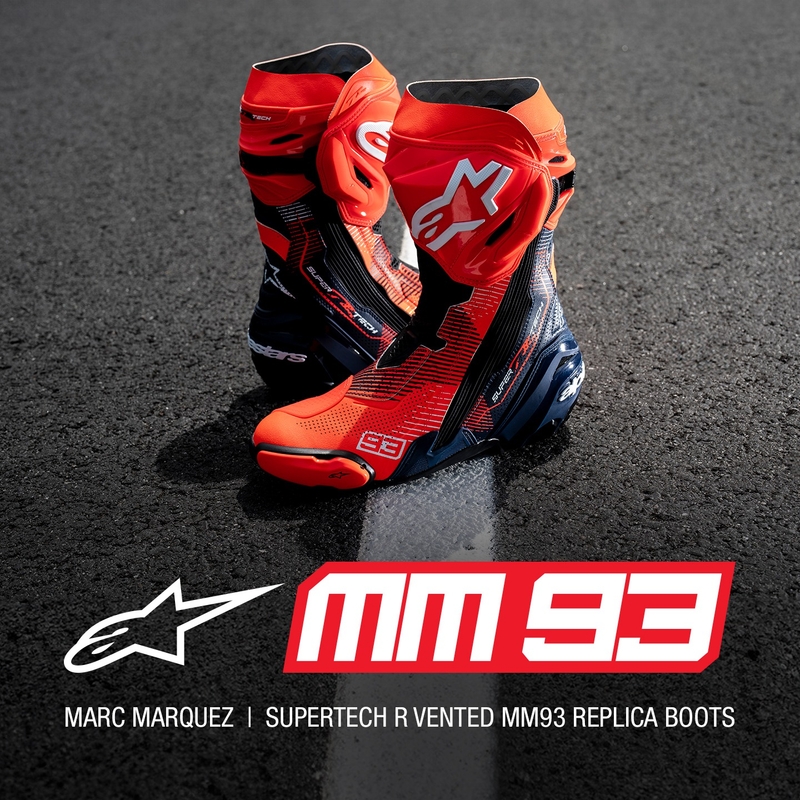 Ghete de motocicletă Alpinestars Supertech R Vented Limited Edition MM93 Marc Marquez Roșu-Albastru-Negru Fluo