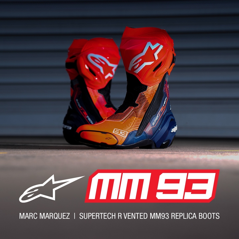 Ghete de motocicletă Alpinestars Supertech R Vented Limited Edition MM93 Marc Marquez Roșu-Albastru-Negru Fluo