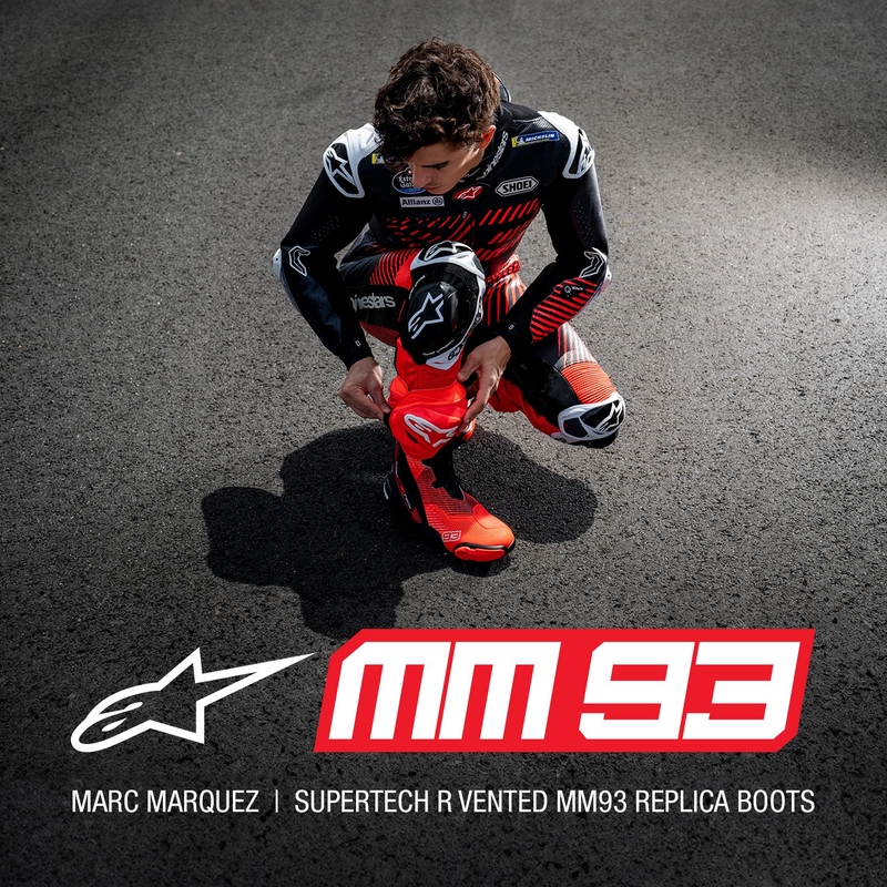 Ghete de motocicletă Alpinestars Supertech R Vented Limited Edition MM93 Marc Marquez Roșu-Albastru-Negru Fluo