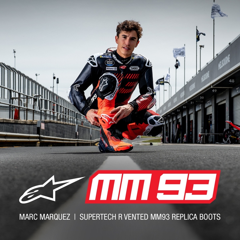Ghete de motocicletă Alpinestars Supertech R Vented Limited Edition MM93 Marc Marquez Roșu-Albastru-Negru Fluo